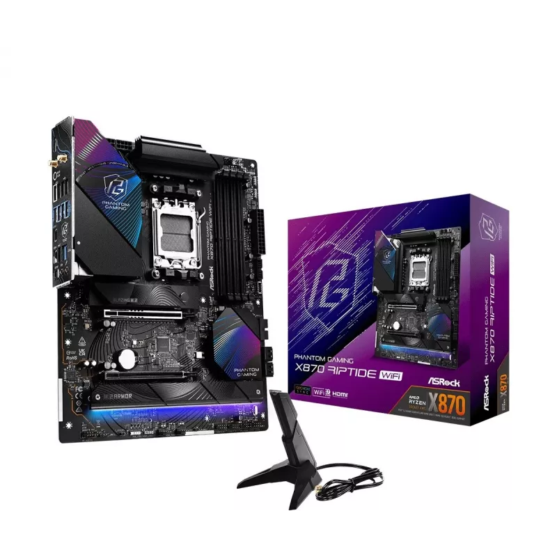 Motininė plokštė ASRock X870 Riptide WiFi — ATX, AMD X870, Socket AM5, DDR5, 4 DIMM, 256 GB, Wi‑Fi 7, 2.5GbE