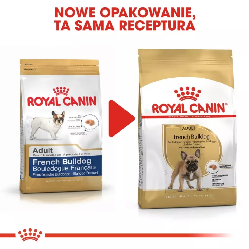 Sausas šunų ėdalas Royal Canin French Bulldog Adult 9 kg — kiauliena, 26 % baltymų, 18 % riebalų
