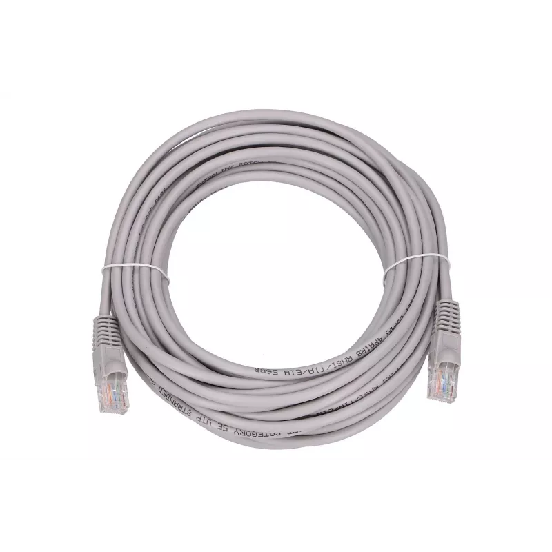 Ethernet komutacinis kabelis Extralink Cat 5e UTP, 10 m, RJ-45–RJ-45, pilkas