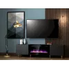 TV spintelė Cama Meble PAFOS EF su elektriniu židiniu 180x42x49 cm, juoda matinė, 2 durys, 1400–1600 W