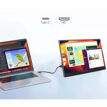 Nešiojamasis monitorius nešiojamiesiems kompiuteriams, telefonams ir konsolėms Extralink Smart Life 14, USB-C/micro-HDMI