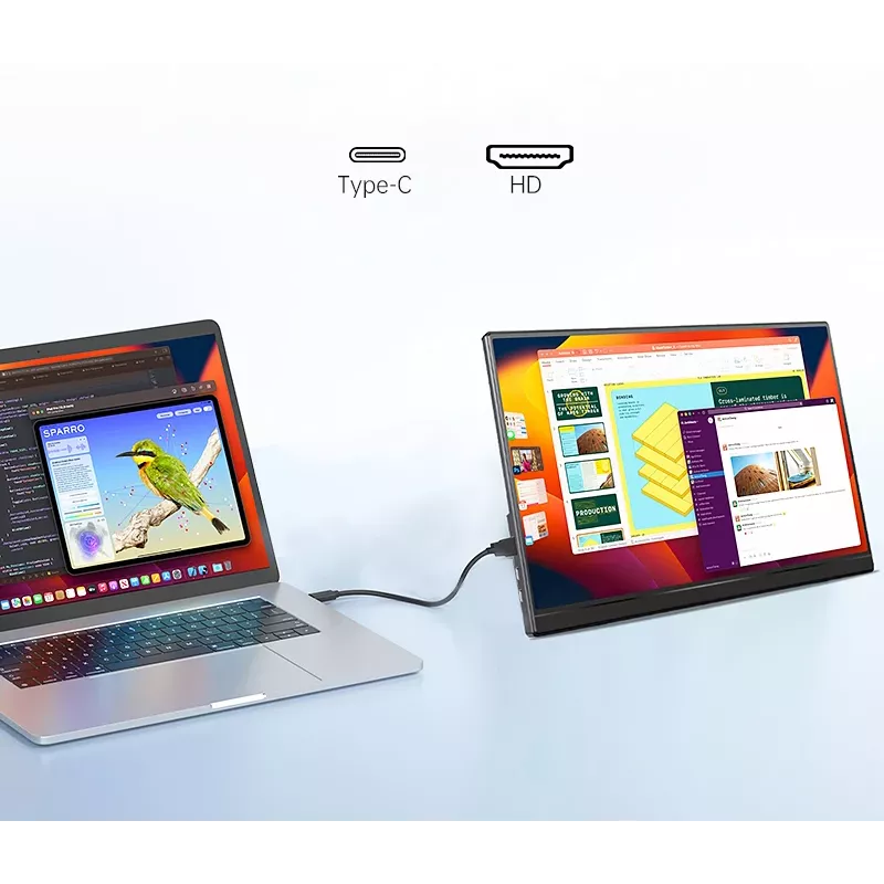 Nešiojamasis monitorius nešiojamiesiems kompiuteriams, telefonams ir konsolėms Extralink Smart Life 14, USB-C/micro-HDMI