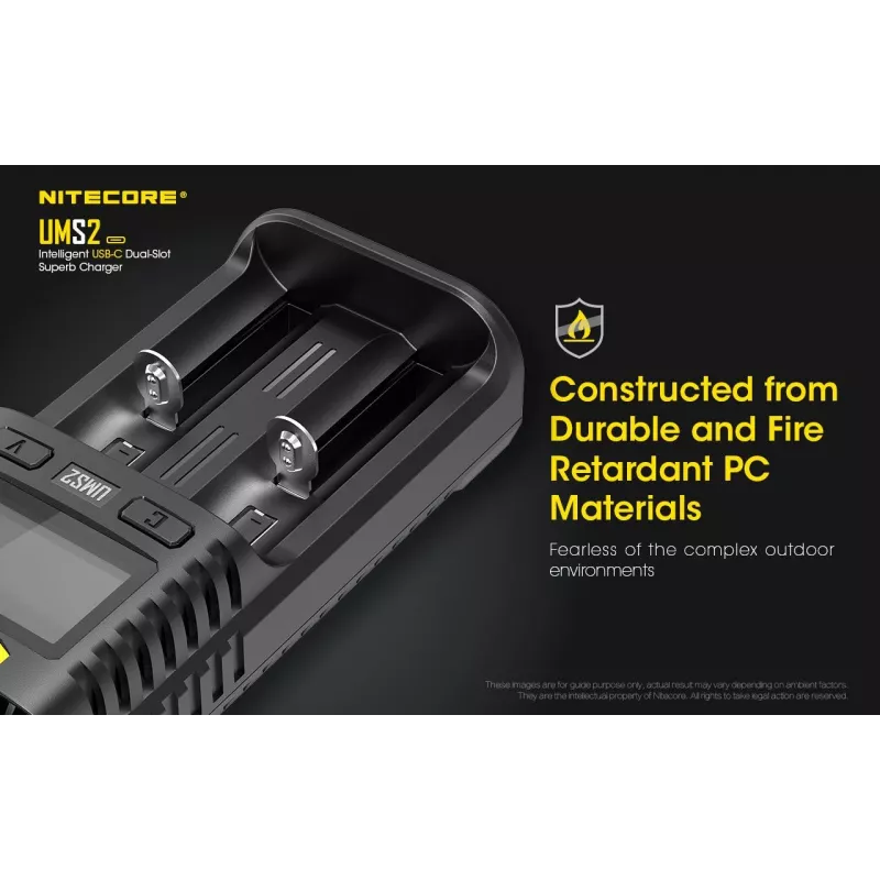 Nitecore UMS2 baterijų įkroviklis Buitinis akumuliatorius DC Ličio jonų Nikelio-kadmio