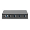DIGITUS USB šakotuvas 4 prievadų 3.0->4xA3.0 pramoninė linija, juodas
