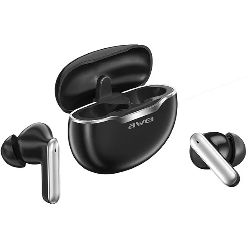 Awei ausinės Bluetooth 5.3 T50 TWS įkrovimo dėklas / juodos