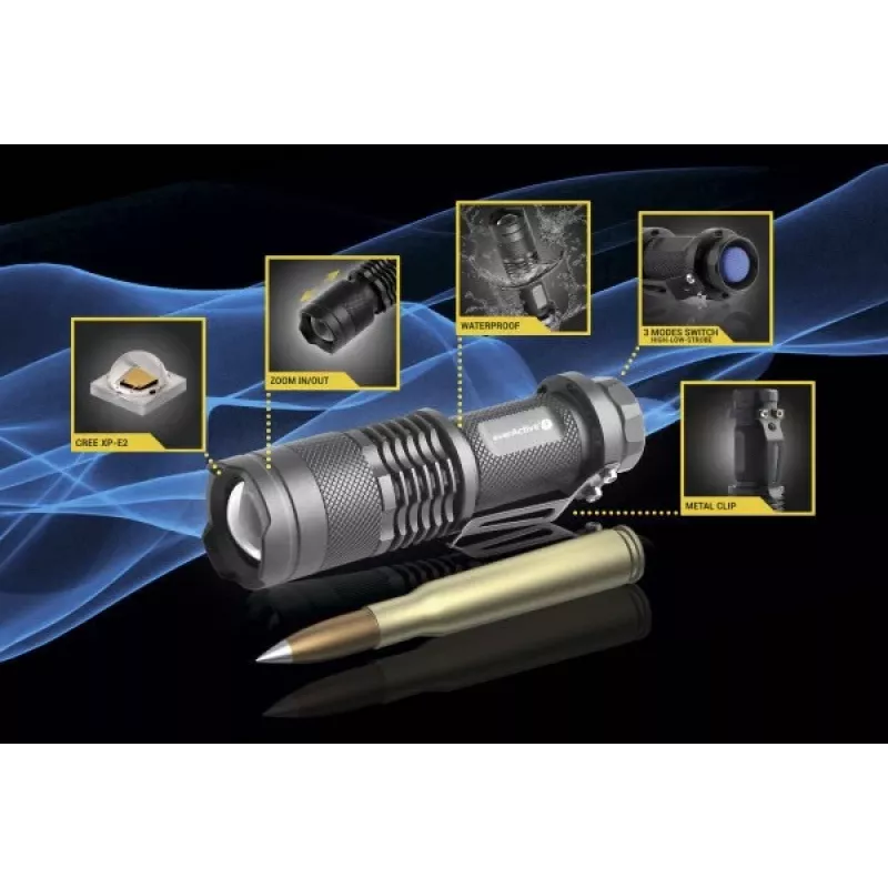 LED rankinis žibintuvėlis everActive FL-180 Bullet su CREE XP-E2 LED