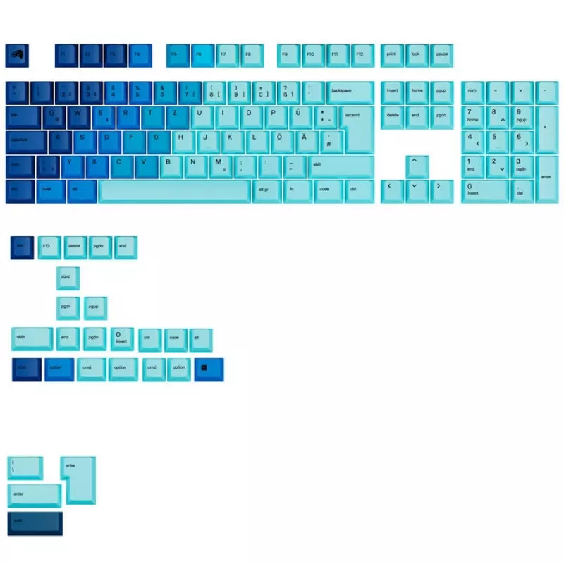 Keycaps GLORIOUS GPBT Gradient ISO Layout DE — PBT klavišų dangtelių rinkinys, ISO vokiškas išdėstymas