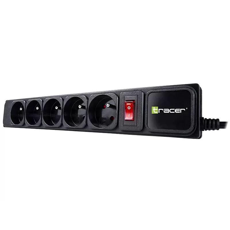 Apsauginis lizdas TRACER PowerGear Tracer 47138 5 m Juodas maitinimo lizdų blokas su 5 m kabeliu