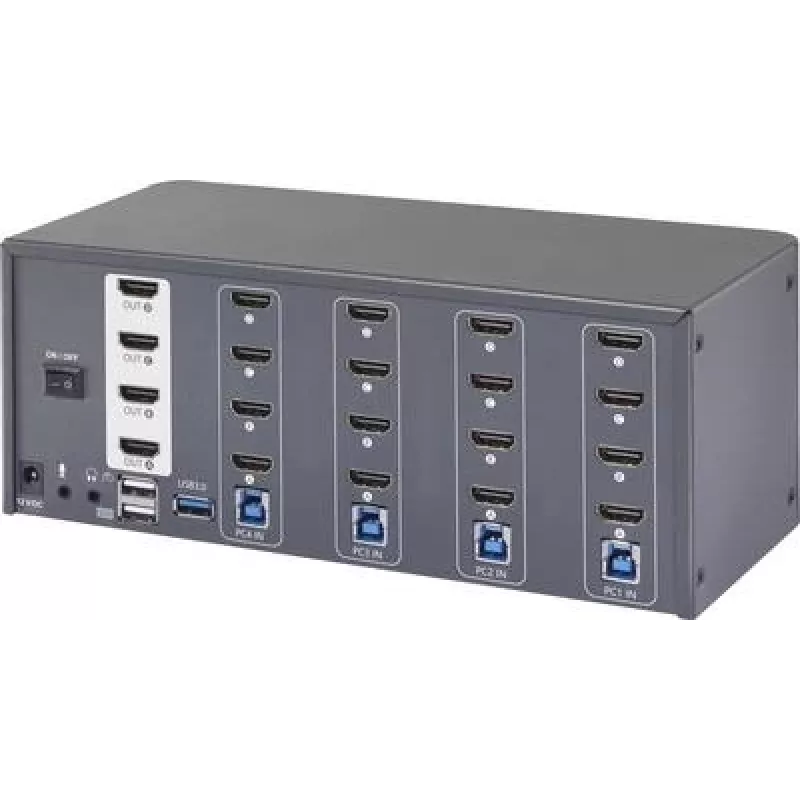 SpeaKa Professional 4 prievadų HDMI Multi Display KVM jungiklis 4x4 KVM konsolė 3840 x 2160 (SP-13389140)