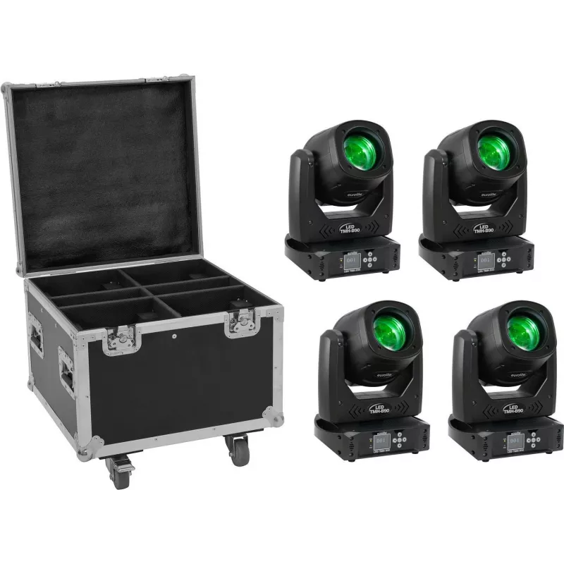 LED apšvietimo rinkinys EUROLITE TMH-B90 4x su transportavimo dėklu ir ratukais