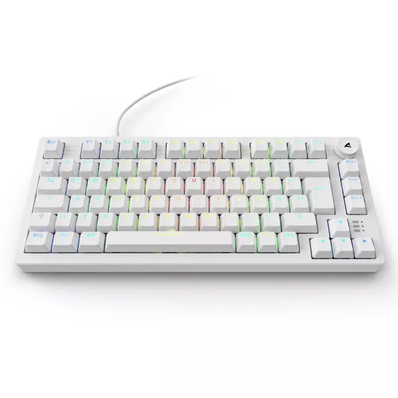 Sharkoon SGK25 75% QWERTZ USB laidinė RGB LED klaviatūra, balta