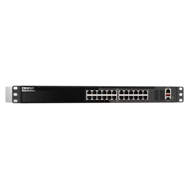 QNAP QSW-M3224-24T tinklo komutatorius Valdomas L3 10G Ethernet (100/1000/10000) 1U Juoda, Sidabrinė