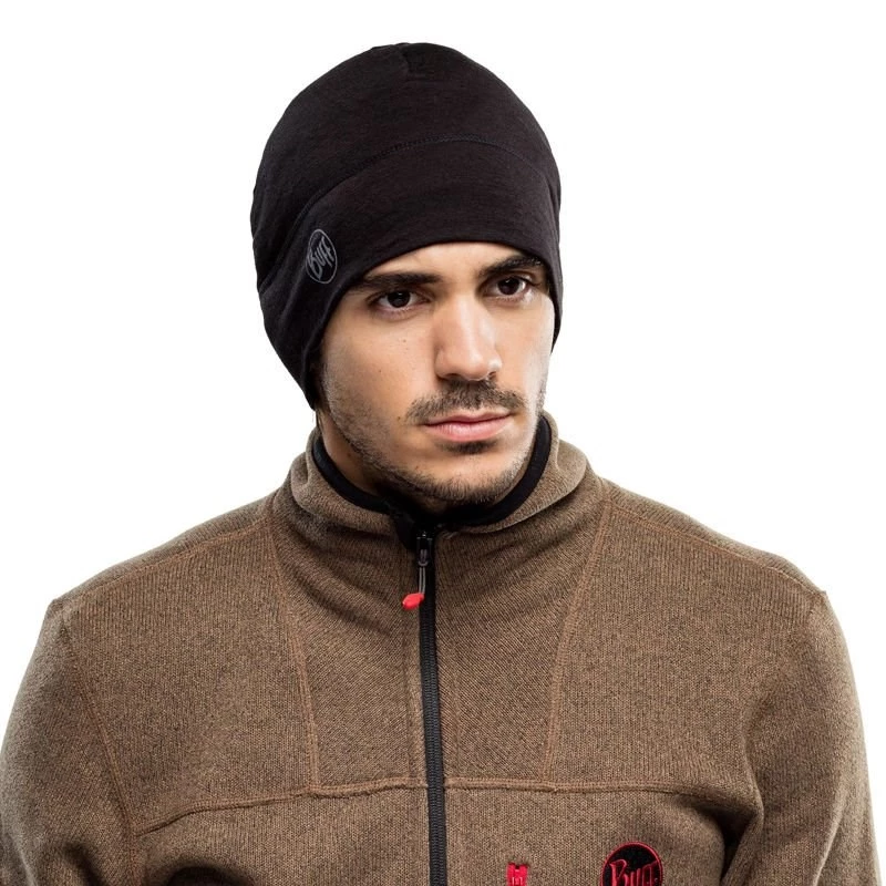 BUFF MERINO LIGHTWEIGHT BEANIE SOLID Juoda viens dydis kepurė, standartinis