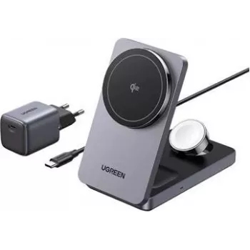 Belaidis įkroviklis UGREEN 3-in-1 25W modelis 45025 telefonui, ausinukams ir išmaniajam laikrodžiui
