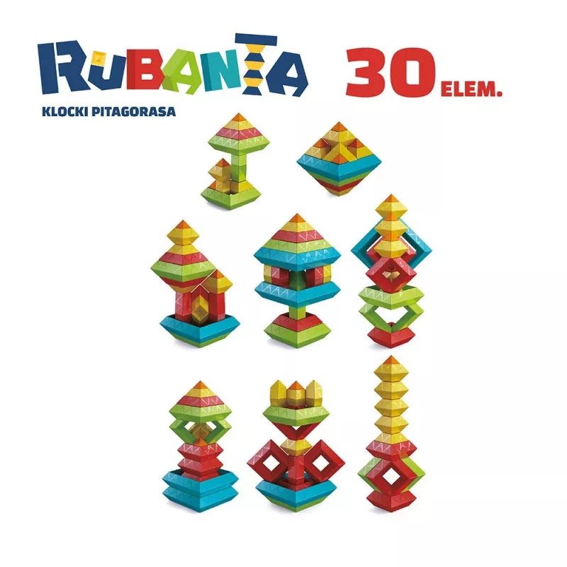 Edukacinis konstravimo žaislas Ascato Pythagoras Blocks Rubanta 30 vienetų modelis 119403