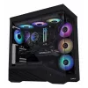 Kompiuterio korpusas Lian Li Vector V100 Midi Tower — juodas su permatomu skydeliu, palaiko 3×120 mm šoninius + 1×120 mm galinį ventiliatorius, 3,5 colio HDD, 2,5 colio SSD, 235,5×446×484,6 mm
