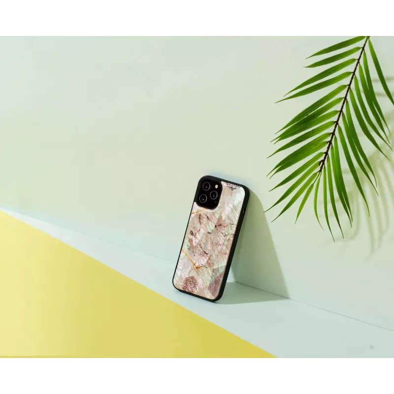 Apsauginis telefono dėklas iKins, skirtas „Apple iPhone 12 Pro Max“ – rožinio marmuro raštas