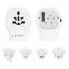 Sieninis kelioninis adapteris GEMBIRD TPA-1A2C20-02-W 20W — 1×USB-A + 2×USB-C, Type G kištukas, 100–250V, baltas