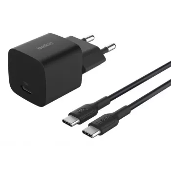 AC vidaus įkroviklis Belkin BoostCharge 25W USB-C PD/PPS, 1 m laidas, juodas — žaidimų konsolėms, išmaniesiems telefonams, planšetėms