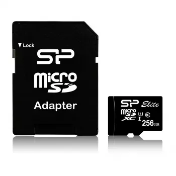 MicroSDXC atminties kortelė Silicon Power Elite 256GB UHS-I Class 10 U1 85MB/s su SD adapteriu
