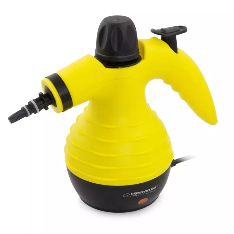 Nešiojamasis garo valytuvas ESPERANZA EHS001 — 0,35 l, 900 W, 3 bar, 115 °C, 40 g/min, su antgaliais grindims, minkštiems baldams ir šepečiu