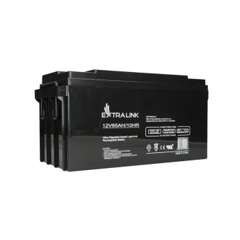 Hermetiška švino rūgšties baterija Extralink Accumulator AGM 12V 65Ah, VRLA, juoda, 1 vnt.