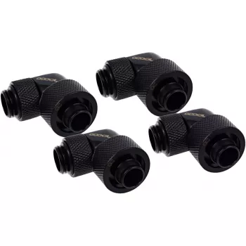 Eiszapfen 16/10mm Įsukama Jungtis 90° Pasukama G1/4, juoda jungtis, minkštiems vamzdeliams (PVC, Silikonas, Neoprenas)