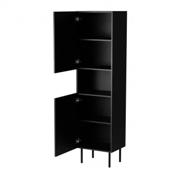 Spintelė cama meble JUTA 50×39,5×190 cm, pastatoma prie sienos, juoda su linol calabria apdaila