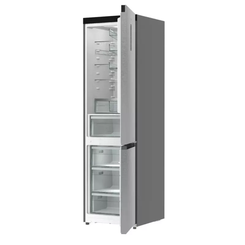 Šaldytuvas-šaldiklis Gorenje NRB620E61X4WFE, pastatomas, nerūdijantis plienas, bendra talpa 413 l, apatinis šaldiklis 130 l, NoFrost, LED ekranas
