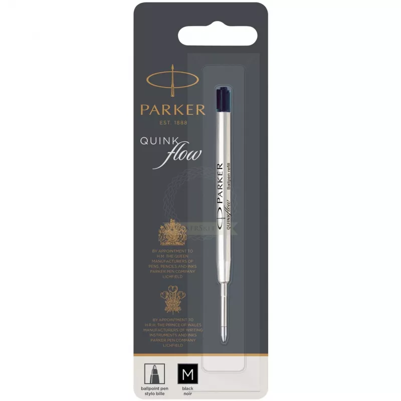 Parker Quinkflow šerdelė M juoda tušinukui (lizdinė pakuotė)