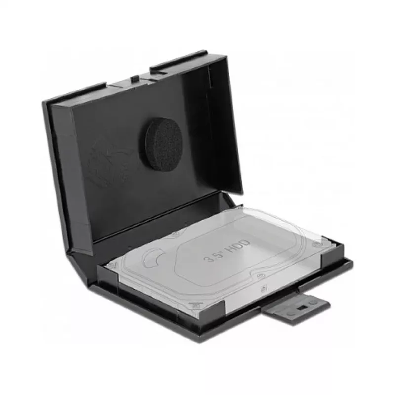 Apsauginės dėžutės dangtelis DeLOCK 18372, skirtas 3,5 colio HDD, juodas