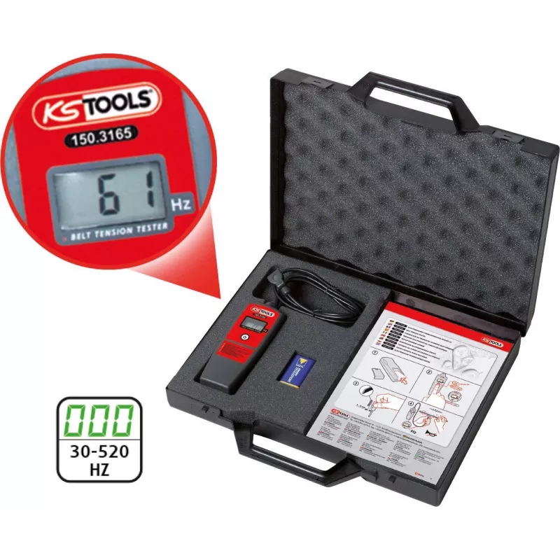 Diržo įtempimo testeris KS TOOLS HZ 150.3165 — elektroninis diagnostikos įrankis diržo įtempimui matuoti