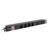 Maitinimo paskirstymo įrenginys LANBERG PDU-04E04I-0200-BK — 4× C13 lizdai, 16 A, 220–250 V, 2 m kabelis, 1U horizontalus, juodas