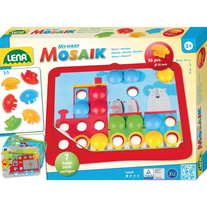 Edukacinis mozaikos rinkinys Lena My First Mozaic Traffic modelis 35633 — lentelė su detalėmis transporto priemonių paveikslėliams