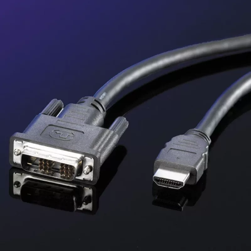 ROLINE laidas DVI (18+1) kištukas - HDMI kištukas 5,0 m (11.04.5552)