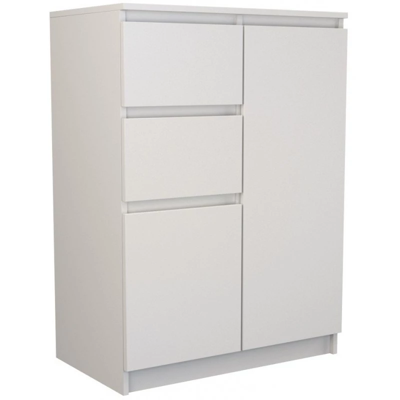 Top e shop 2D2S BIEL komoda — 2 stalčiai, balta, 700×400×970 mm, medžio drožlių plokštė