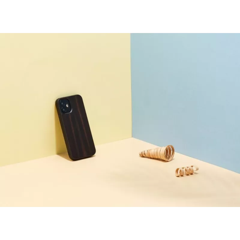 Apsauginis telefono dėklas Man and Wood, skirtas iPhone 12 mini — juodmedžio juodas