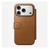 „Folio“ telefono dėklas „Nomad Modern Leather Folio“, skirtas „iPhone 17 Pro“, oda + aliuminis, 6,3 colio (16 cm), rusvai ruda, 3 kortelių kišenės