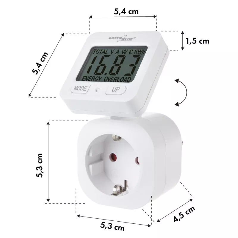 Vatmetras energijos matuoklis GB615E GreenBlue