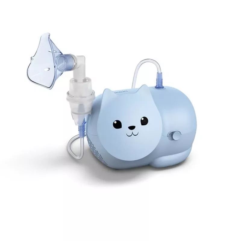 Tinklinis purkštuvas Omron Nami Cat NE-C303K-KDE — stalinis inhaliatorius, 0,35 ml/min, vaikams ir suaugusiems, mėlynas, P235×G148×A157 mm