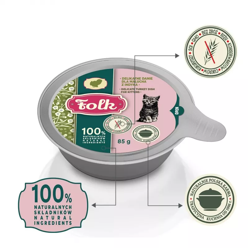 FOLK Kitten Delicate turkey dish - šlapias kačių maistas - 85g