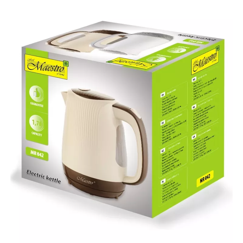 Feel-Maestro MR042 smėlinis elektrinis virdulys 1,7 L Smėlinė, Ruda 2200 W