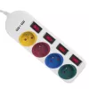 Maitinimo lizdas MACLEAN MCE229W — 4 lizdai, 2× USB, 1.5 m laidas, F tipas, 10 A, balta