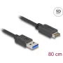 DeLOCK USB laidas 10 Gbps Type-E Key A 20 kontaktų kištukas į Type-A kištuką 80 cm