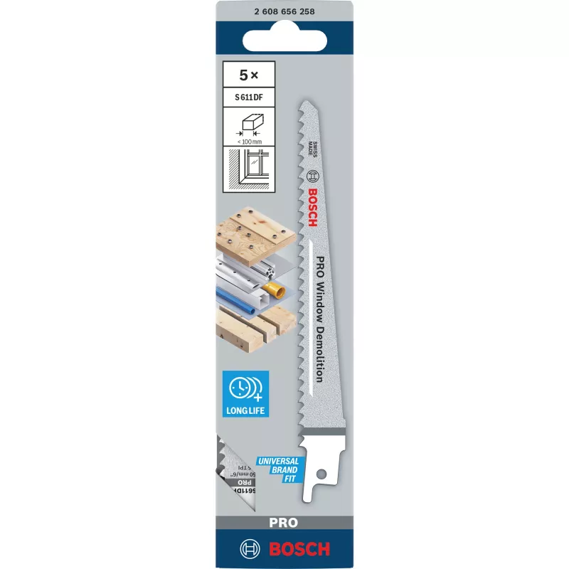 Bosch S 611 DF Heavy, skirtas medienai ir metalui, siaurapjūklio geležtės
