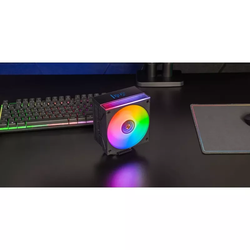 Aušintuvas TACENS Mars Gaming MCPU-LCD, 120 mm ventiliatorius, TDP 300 W, palaiko LGA1700/1200/115x/1366 ir AM4/AM5, juodas