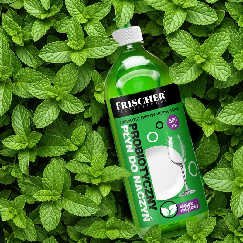 Indų plovimo skystis FRISCHER 500 ml — koncentruotas virtuvės ploviklis rankiniam indų plovimui