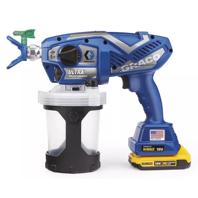 GRACO ULTRA AIRLES DAŽŲ PISTOLETAS (2 x baterija. 2AH DEWALT+ ĮKROVIKLIS) + KREPŠYS