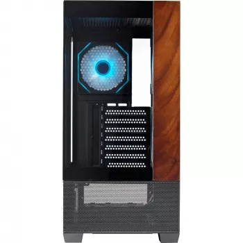 Cooler Master Elite 690 PC korpusas, Midi-Tower, ATX, grūdintas stiklas - 4x ARGB ventiliatorius, mediena, juoda