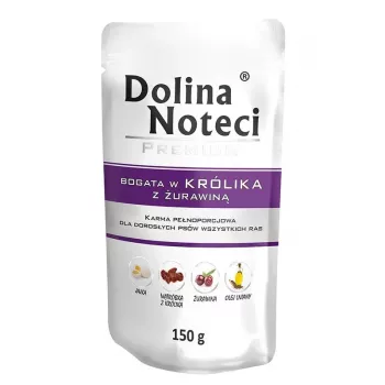 Šlapias šunų maistas Dolina Noteci DOLINA NOTECI Premium Rabbit Adult 150 g pakelis, be grūdų, suaugusiems mažų veislių šunims